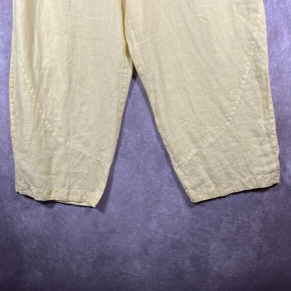 Flax Pants Womens Large Yellow Linen Wide Leg High Rise‎ Lightweight Casual Boho - Picture 3 of 13